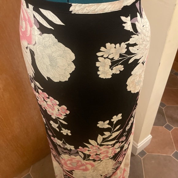 Free People Asymmetrical Skirt in Black and Pink Floral - Picture 13 of 13